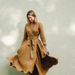 Mustard Linen Wrap Bridesmaids Berlin Dress