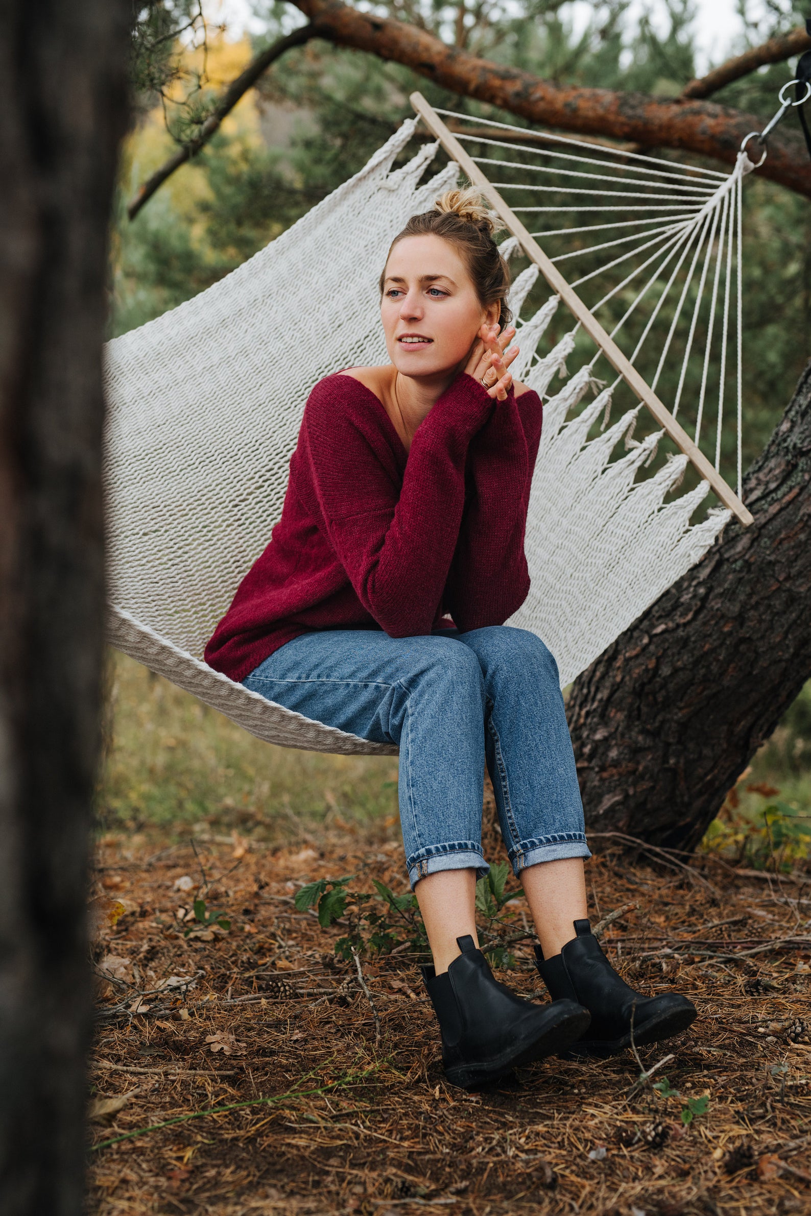 meztinis-bordo Soft Silk Hand Knitted Alpaca Wool Sweater