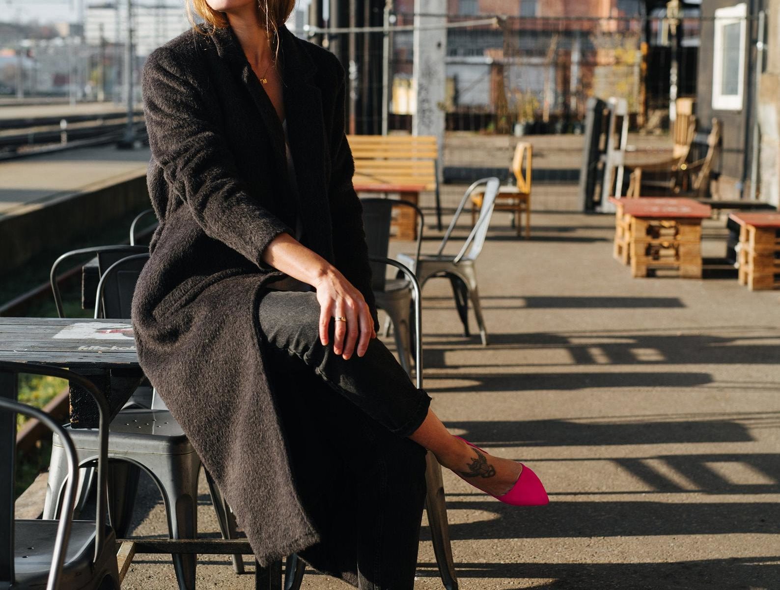 Brown Women Long Coat With Pockets