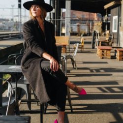 Brown Women Long Coat With Pockets