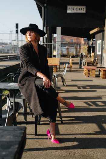 Brown Women Long Coat With Pockets