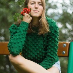 Hand Knitted Merino Green Pom Pom Sicily Sweater